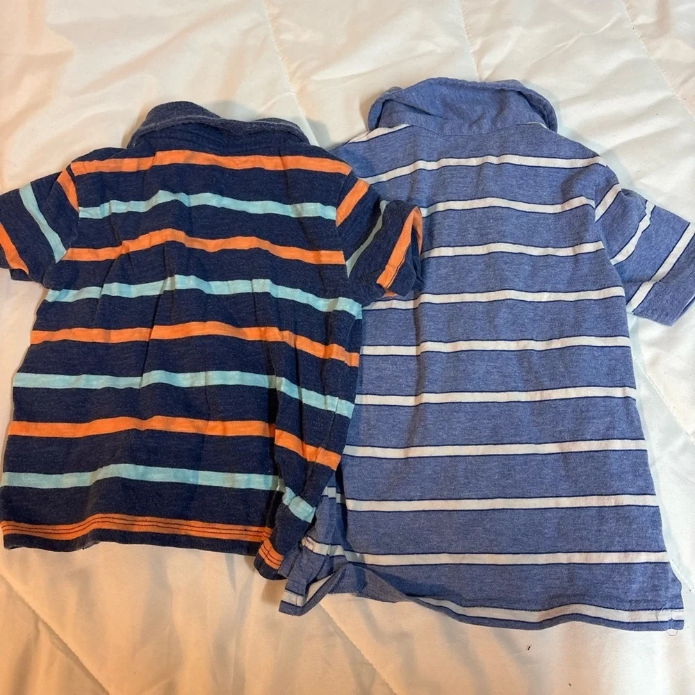 OshKosh B'gosh & Children’s place Striped Polo Shirts set of 2 - Navy & Blue 2T